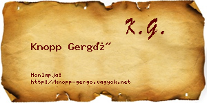 Knopp Gergő névjegykártya